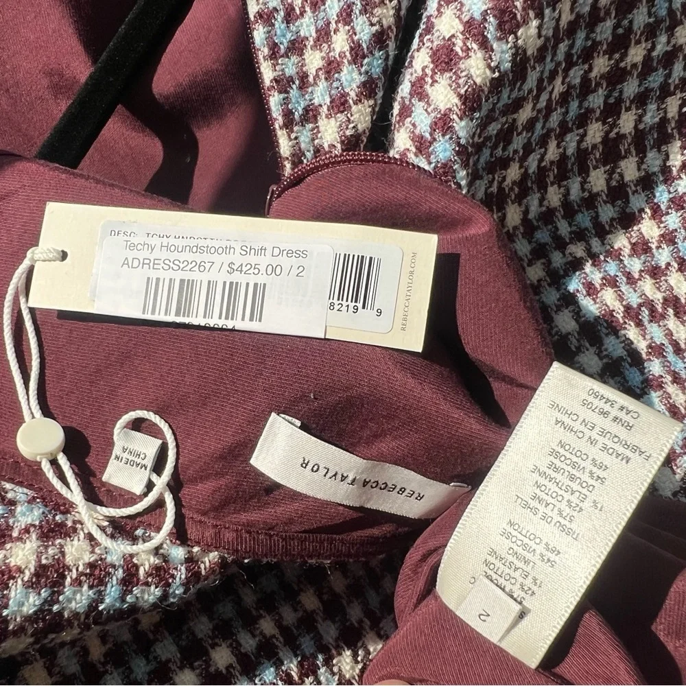 NWT Rebecca Taylor Techy Houndstooth Wool Shift Mini Dress Sheath Sleeveless 2 4 - Picture 14 of 15